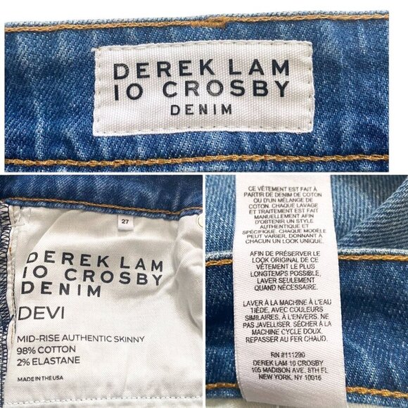 Derek Lam 10 Crosby Mid Rise Authentic Devi Skinny Blue Jeans size 27, NWT - Picture 8 of 15